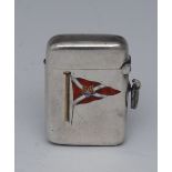 Shipping - a Victorian silver and enamel rounded rectangular vesta case,