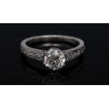 A diamond solitaire ring, round brilliant cut diamond,