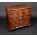 A George II mahogany bachelors chest the moulded top above a slide and four long faux cockbeaded