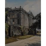 Michael Crawley Chatsworth House signed, watercolour, 46cm x 3.