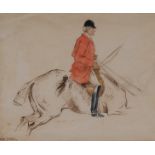 English School (early 20th Century) Lord Galway, on horseback titled, pen and ink, 17.