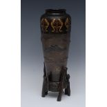 A Japanese bronze slender ovoid vase,