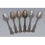 A set of six Victorian Scottish silver single-struck Queen's pattern teaspoons, John Murray,