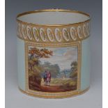 A Derby Named View Porter mug, Near Evesham, Worcestershire, within gilt rectangular cartouche,