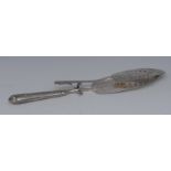 A 19th century Russian silver fish slice or tongs,