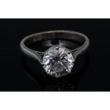 A diamond solitaire ring, round brilliant cut diamond, approx 2.