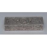 A German silver rectangular snuff box,