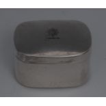 A George III silver rounded rectangular nutmeg grater, hinged cover enclosing a rasp, crested,