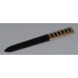 Asprey & Co - a 9ct gold gold mounted nephrite letter knife or page turner, 23cm long,