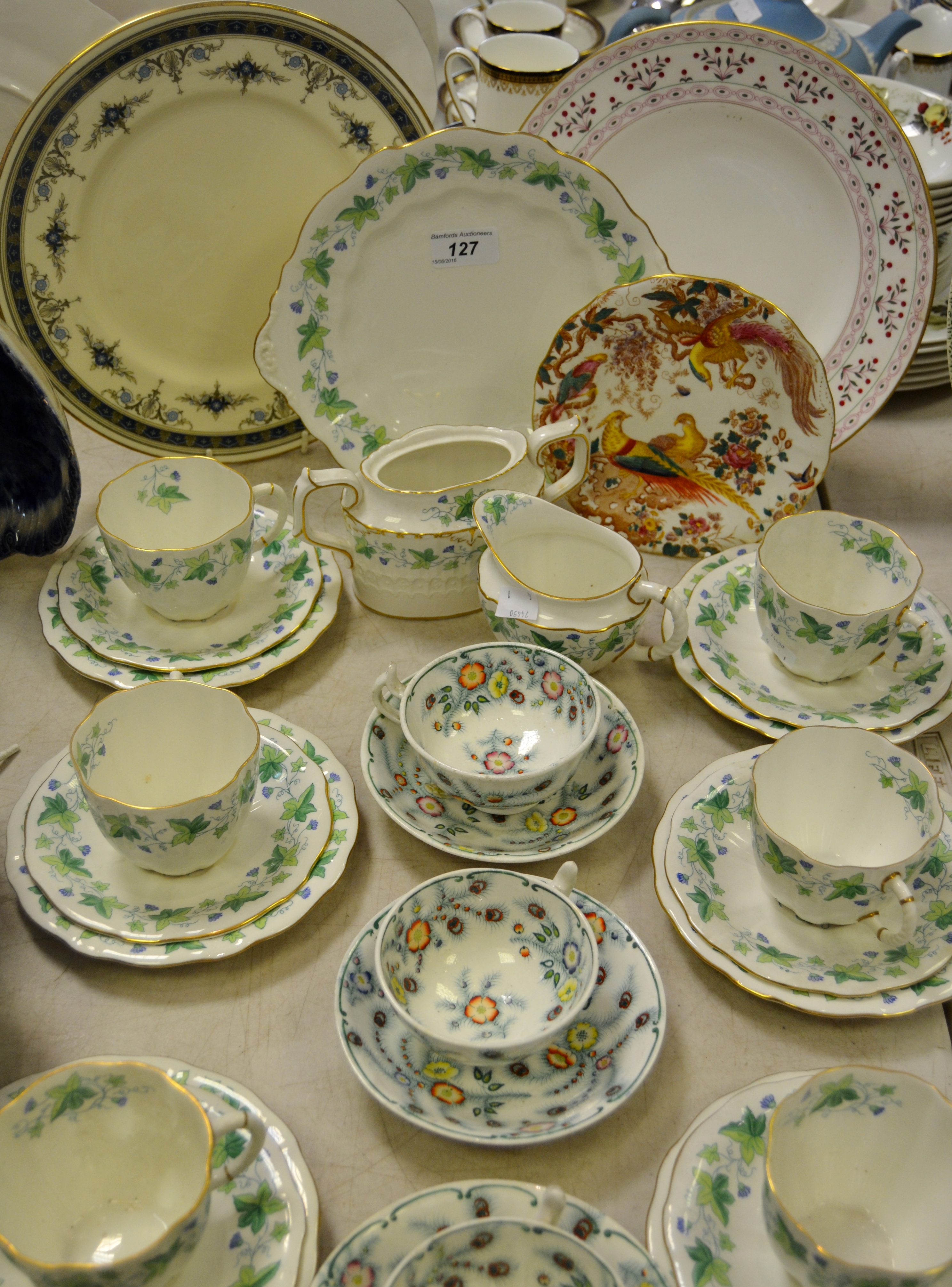 A Royal Crown Derby, part tea service, Ivy pattern,consisting of sucrier, cream jug,