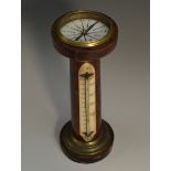 A 19th century tortoiseshell pedestal combination compass and desk thermometer, of sundial form,