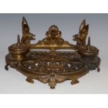 A 19th century French gilt metal desk stand,