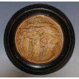 A 19th century composition roundel, in relief with the Finding of Moses, 12cm diam,