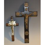 A 19th century bronze Corpus Christi, coromandel cross with vignettes of St.