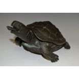 A 19th century bronze fountain head, probably Italian, cast as a turtle, spout to mouth,