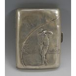Golf - a George V silver rounded rectangular novelty cigarette case,