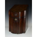 A George III mahogany commode fronted knife box,