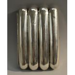 A Victorian silver four-section cigar case, hinged cover, gilt interior, 11.