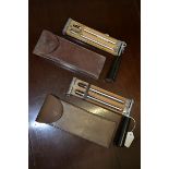 Scientific instruments - Two leather cased Casella psygrometers with wet and dry thermometers used