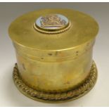 A 19th century Jasperware mounted cylindrical box and cover