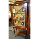 An Edwardian mahogany and satinwood crossbanded display cabinet, astragal glazed door,