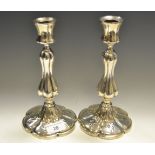 A pair of Victorian Rococo Revival silver plated candlesticks c1860