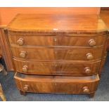 A post-Regency mahogany bow fronted chest, of four long graduated cockbeaded drawers,