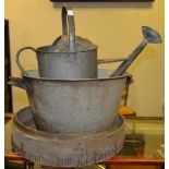 A galvanized watering can; garden sieve; etc. (4).