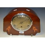 A walnut Art Deco-style mantel clock, c.1920.