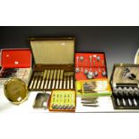 Metalware - a cased canteen of fish knives and forks, cased en suite, c.