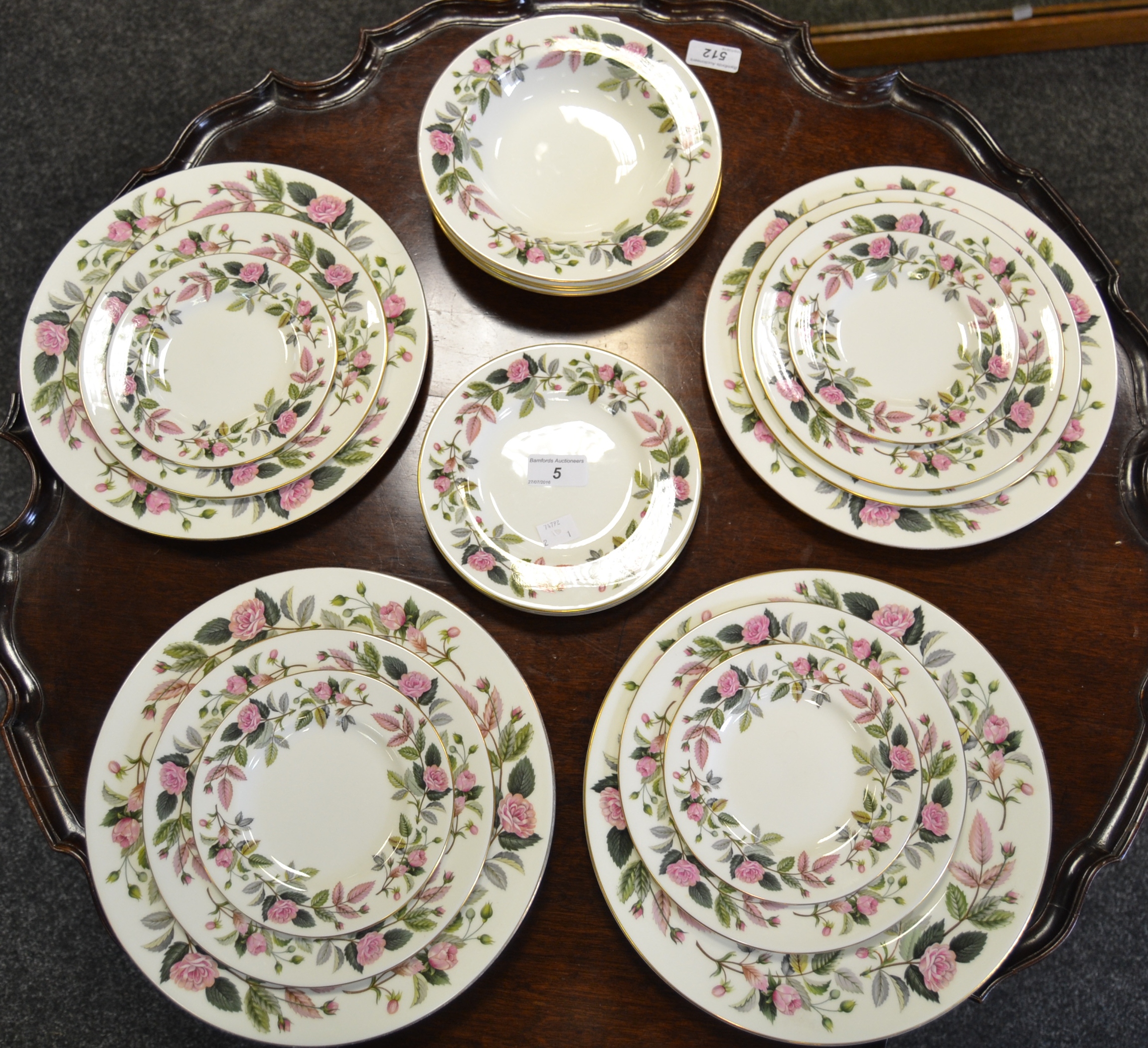 A Wedgwood Hathaway Rose part dinner service including plates,