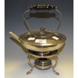 A silver plated Christopher Dresser style spirit kettle