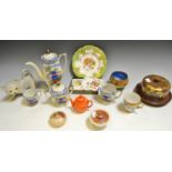 Ceramics - a Japanese part-egg shell tea service; alabaster pots; Cloisonne bowl;