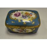 A Limoges porcelain gilt metal mounted rounded rectangular table snuff box, in the Louis XVI taste,