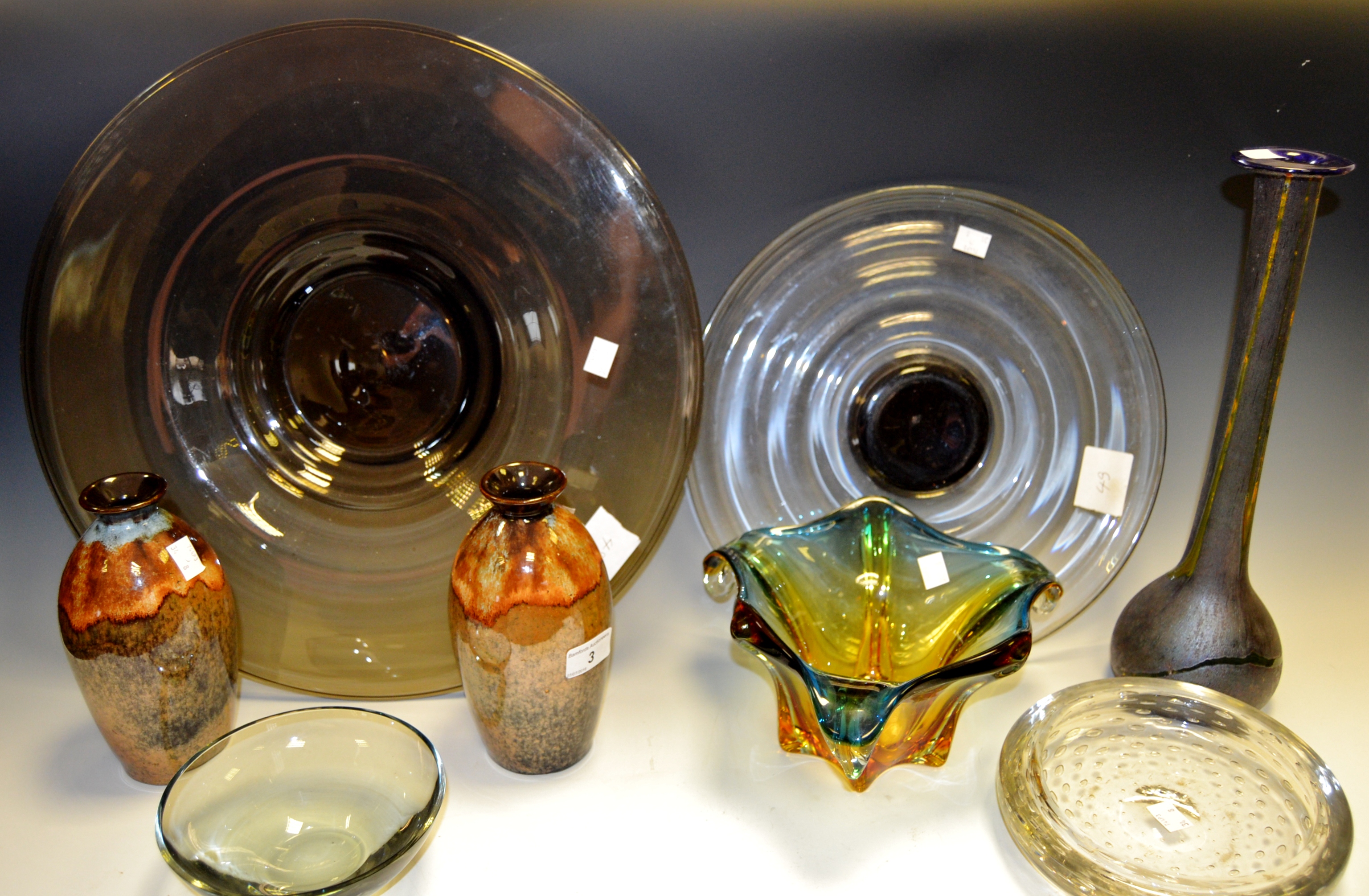 Coloured Glassware - a clear glass,