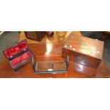 A Victorian walnut and brass bookslide; a Victorian mahogany box; etc. (3).