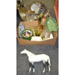 Ceramics and Glass - a Beswick grey mare; a Lurpack butter dish and toast rack; warming plate;