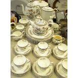 A Wedgwood Kutani Crane six-setting tea and coffee service, comprising baluster coffee pot, tea pot,