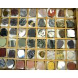 Geology - a collection of forty-eight polished hardstone specimens, varying colours,