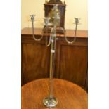 A floor standing chromium plated candelabrum.