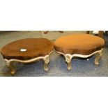 A pair of 19th century giltwood serpentine footstools, in the Louis XV taste,