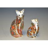 Royal Crown Derby paperweights - Siamese cat and kitten,