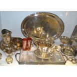 Silver Plated Ware - serving trays, a siphon stand,