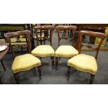 A set of four Victorian mahogany dining chairs,