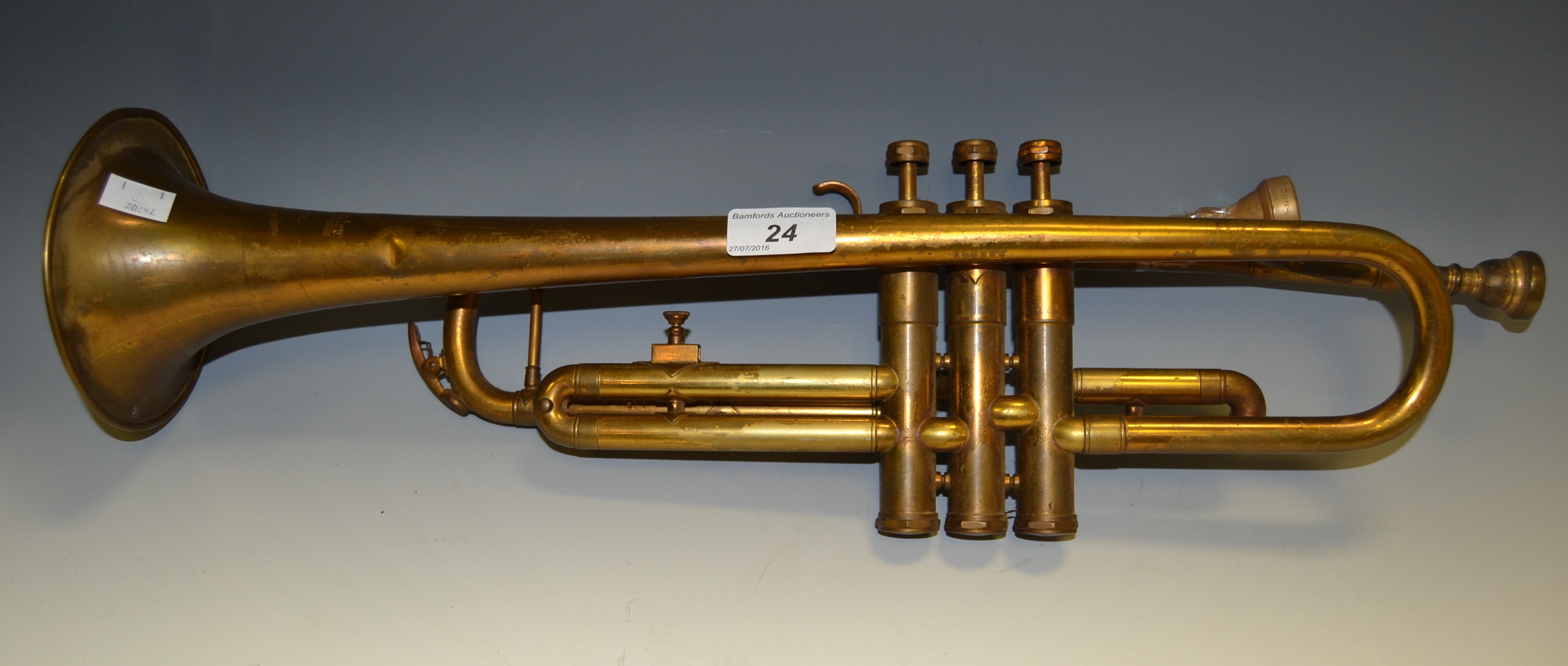 An early 20th century Besson Westminster brass trumpet,