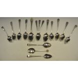 A set of four George III silver teaspoons, indistinct maker's mark, lion passant only,