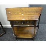 An oak hall table, drawer to frieze, turned supports.