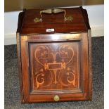 An Edwardian mahogany and marquetry coal box, c.