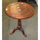 A Victorian mahogany circular occasional table, hexagonal inlay, turned supports,