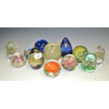 Paperweights - various, flower inclusions, Mdina Maltese cross,